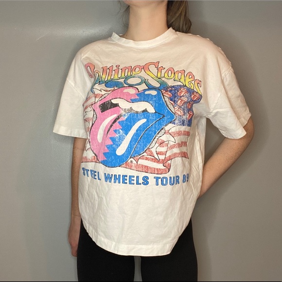 H&M Tops - rolling stones white rainbow t-shirt